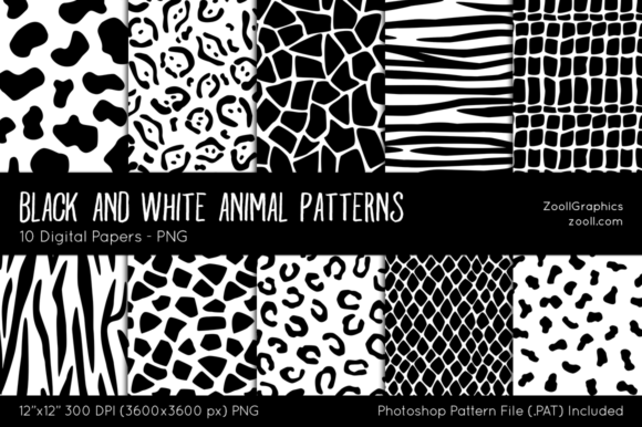 Black and White Animal Digital Papers