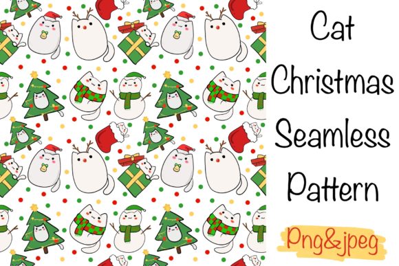 Cat Christmas Seamless Pattern