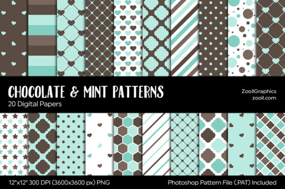 Chocolate and Mint Digital Papers