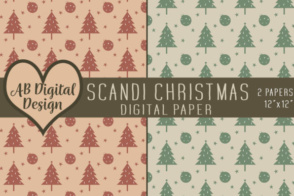 Christmas Tree Digital Paper Background: A Muted Scandinavian Twist for Creative Projects