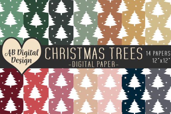 Christmas Tree Digital Paper Backgrounds