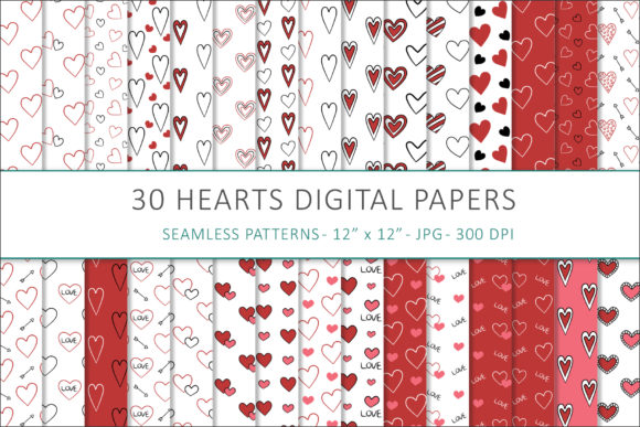 Hearts Hand Drawn Valentines Pattern and Digital Papers Seamless Patterns: A Creative Guide for Designers and Crafters