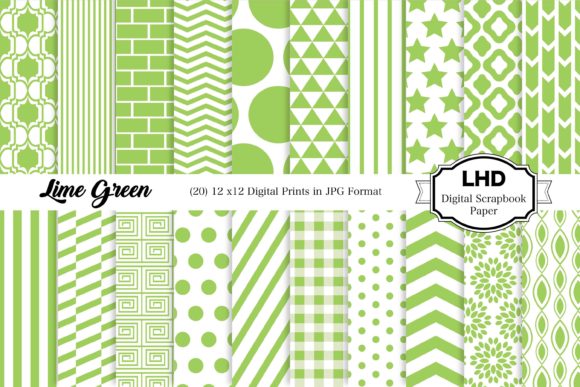 Lime Green Digital Papers and Lime Green Digital Paper Pack