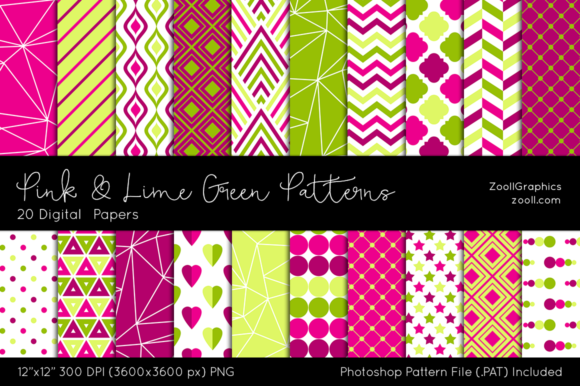 Pink and Lime Green Digital Papers: A Versatile Design Resource