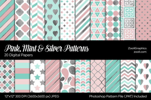 Pink, Mint and Silver Digital Papers: A Versatile Resource for Creative Projects