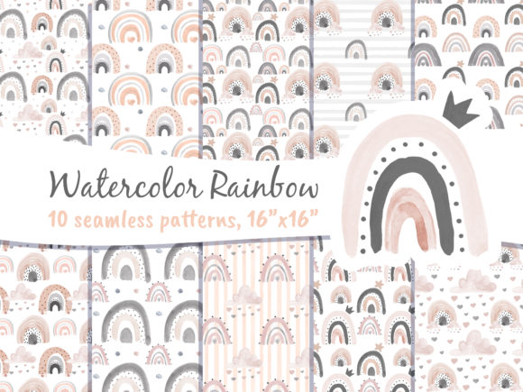 Rainbow Scandi Pastel Blush Pink Seamless Patterns