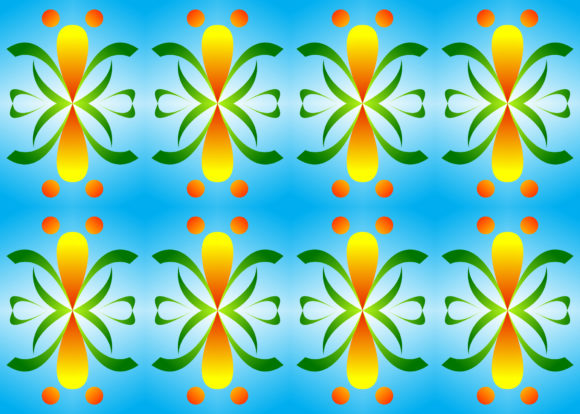 Seamless Pattern Blue Green Orange