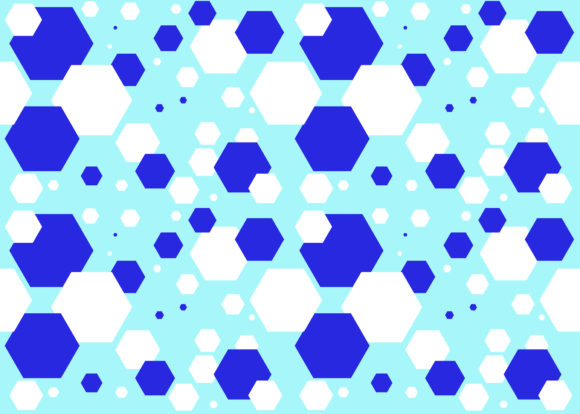 Seamless Pattern Hexagon Blue White